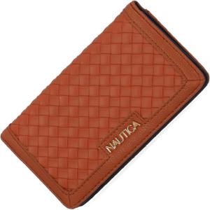 imageNautica Seaside Slim Womens Wallet RFID Blocking Credit Card Holder Coin Purse Checkbook Organizer Clutch Small Vegan Leather Wallet for Travel AmericanaCognac Woven