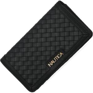 imageNautica Seaside Slim Womens Wallet RFID Blocking Credit Card Holder Coin Purse Checkbook Organizer Clutch Small Vegan Leather Wallet for Travel AmericanaBlack Woven