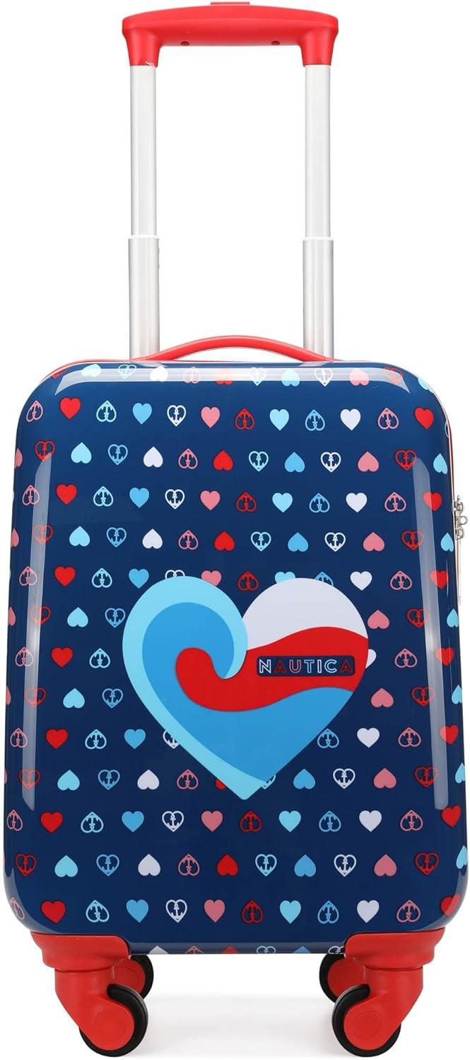 imageNautica Kids Luggage  18quot Airline Approved Rolling Hardside Upright Carryon Suitcase Set with Wheels Pastel Shell  5pc Travel SetNautica Peace