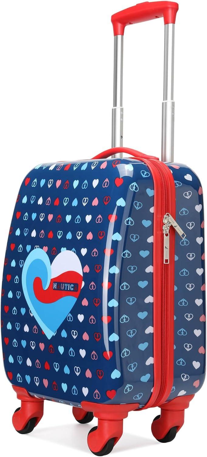 imageNautica Kids Luggage  18quot Airline Approved Rolling Hardside Upright Carryon Suitcase Set with Wheels Pastel Shell  5pc Travel SetNautica Peace