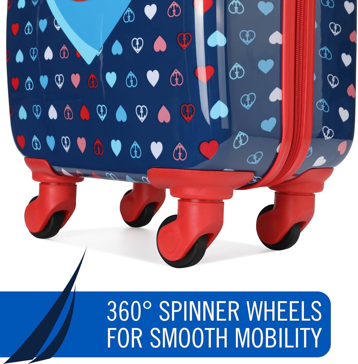 imageNautica Kids Luggage  18quot Airline Approved Rolling Hardside Upright Carryon Suitcase Set with Wheels Pastel Shell  5pc Travel SetNautica Peace