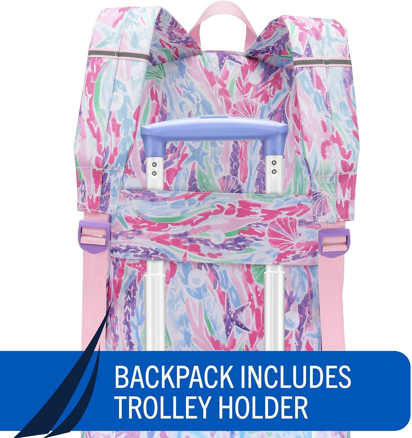 imageNautica Kids Luggage  18quot Airline Approved Rolling Hardside Upright Carryon Suitcase Set with Wheels Pastel Shell  5pc Travel SetPastel Shell  5pc Travel Set
