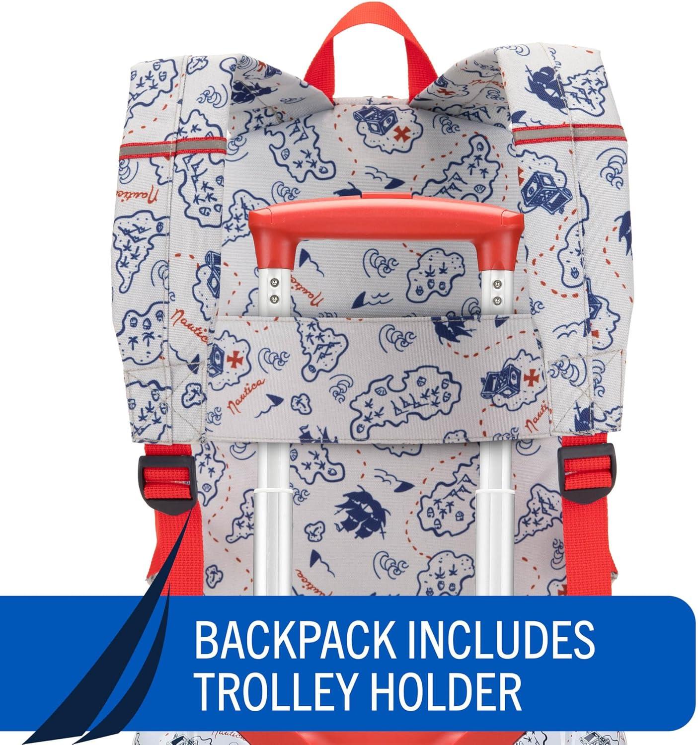 imageNautica Kids Luggage  18quot Airline Approved Rolling Hardside Upright Carryon Suitcase Set with Wheels Pastel Shell  5pc Travel SetPirate Ahoy  5pc School Set