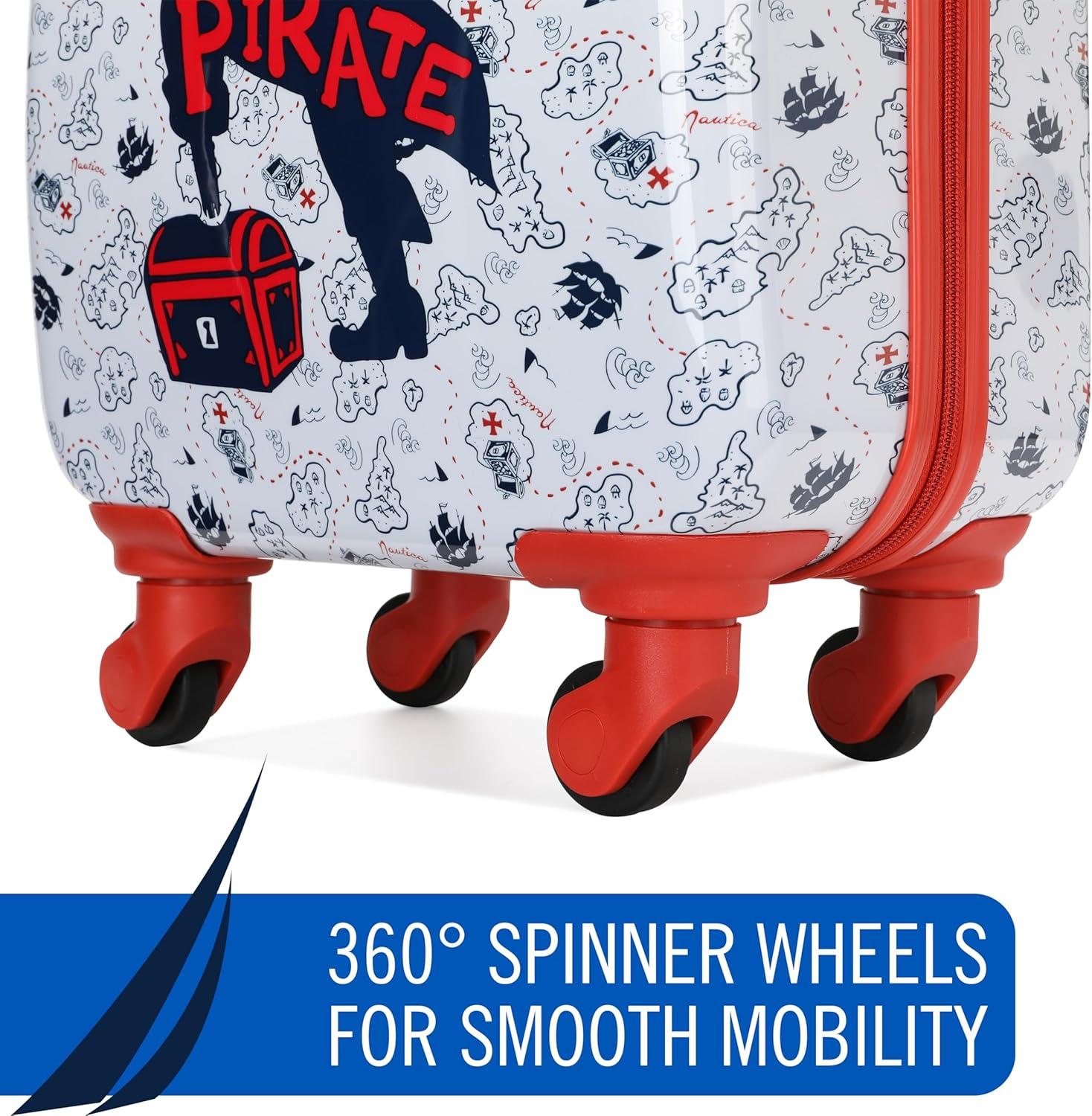 imageNautica Kids Luggage  18quot Airline Approved Rolling Hardside Upright Carryon Suitcase Set with Wheels Pastel Shell  5pc Travel SetPirate Ahoy