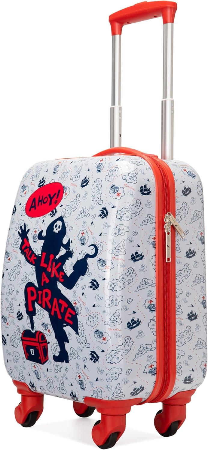 imageNautica Kids Luggage  18quot Airline Approved Rolling Hardside Upright Carryon Suitcase Set with Wheels Pastel Shell  5pc Travel SetPirate Ahoy