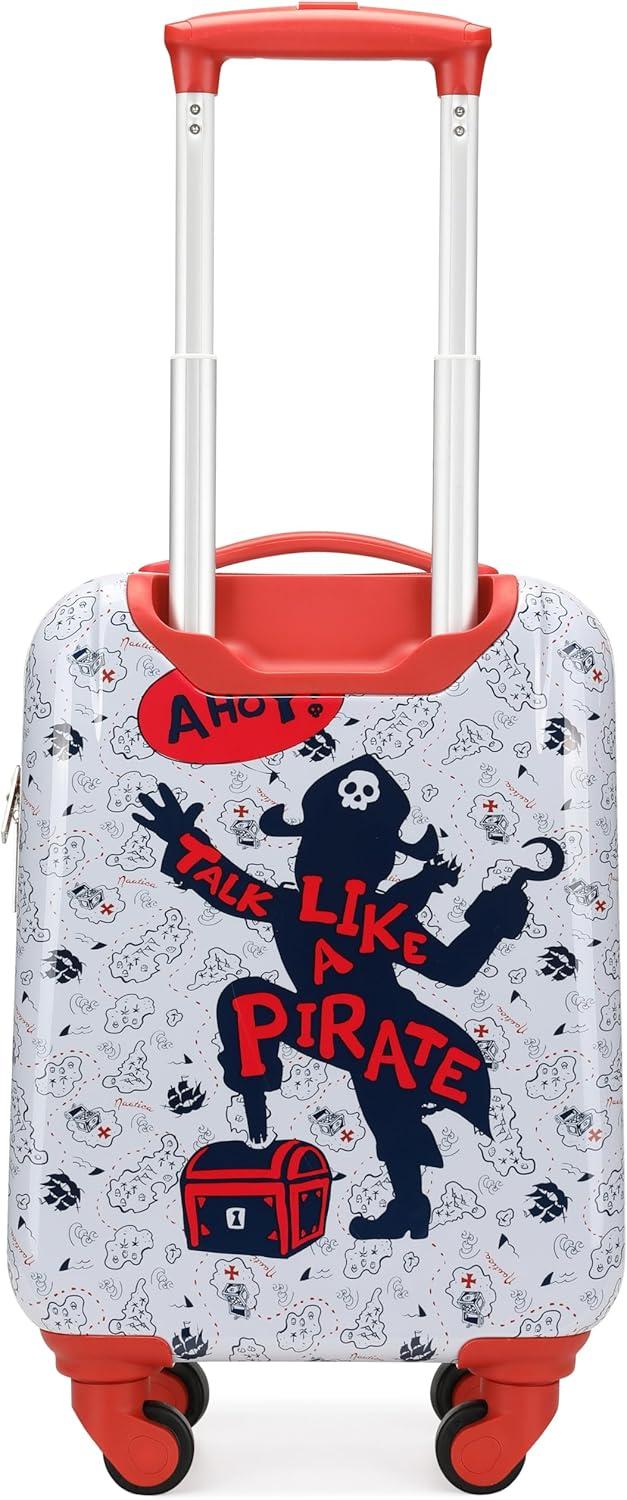 imageNautica Kids Luggage  18quot Airline Approved Rolling Hardside Upright Carryon Suitcase Set with Wheels Pastel Shell  5pc Travel SetPirate Ahoy