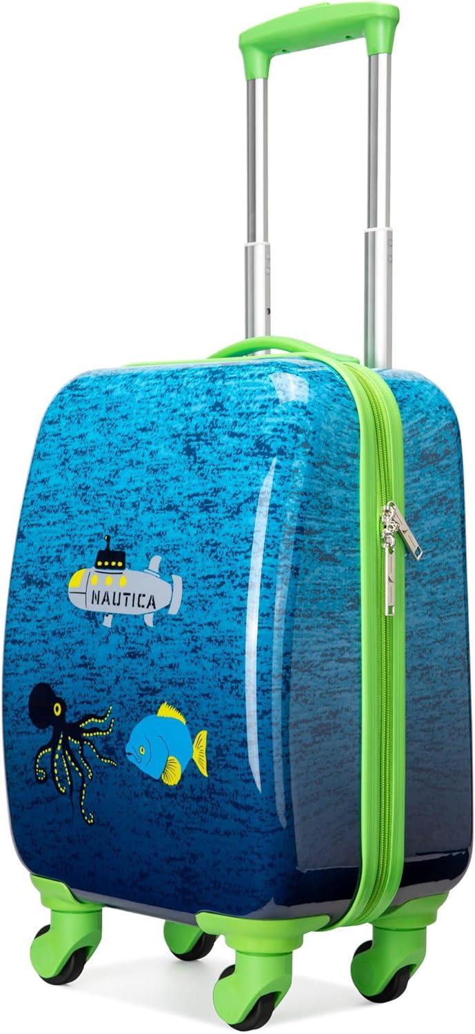 imageNautica Kids Luggage  18quot Airline Approved Rolling Hardside Upright Carryon Suitcase Set with Wheels Pastel Shell  5pc Travel SetSubmarine Journey
