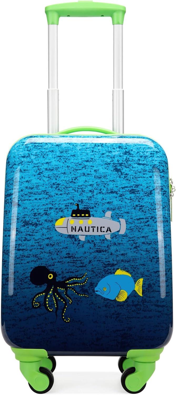 imageNautica Kids Luggage  18quot Airline Approved Rolling Hardside Upright Carryon Suitcase Set with Wheels Pastel Shell  5pc Travel SetSubmarine Journey