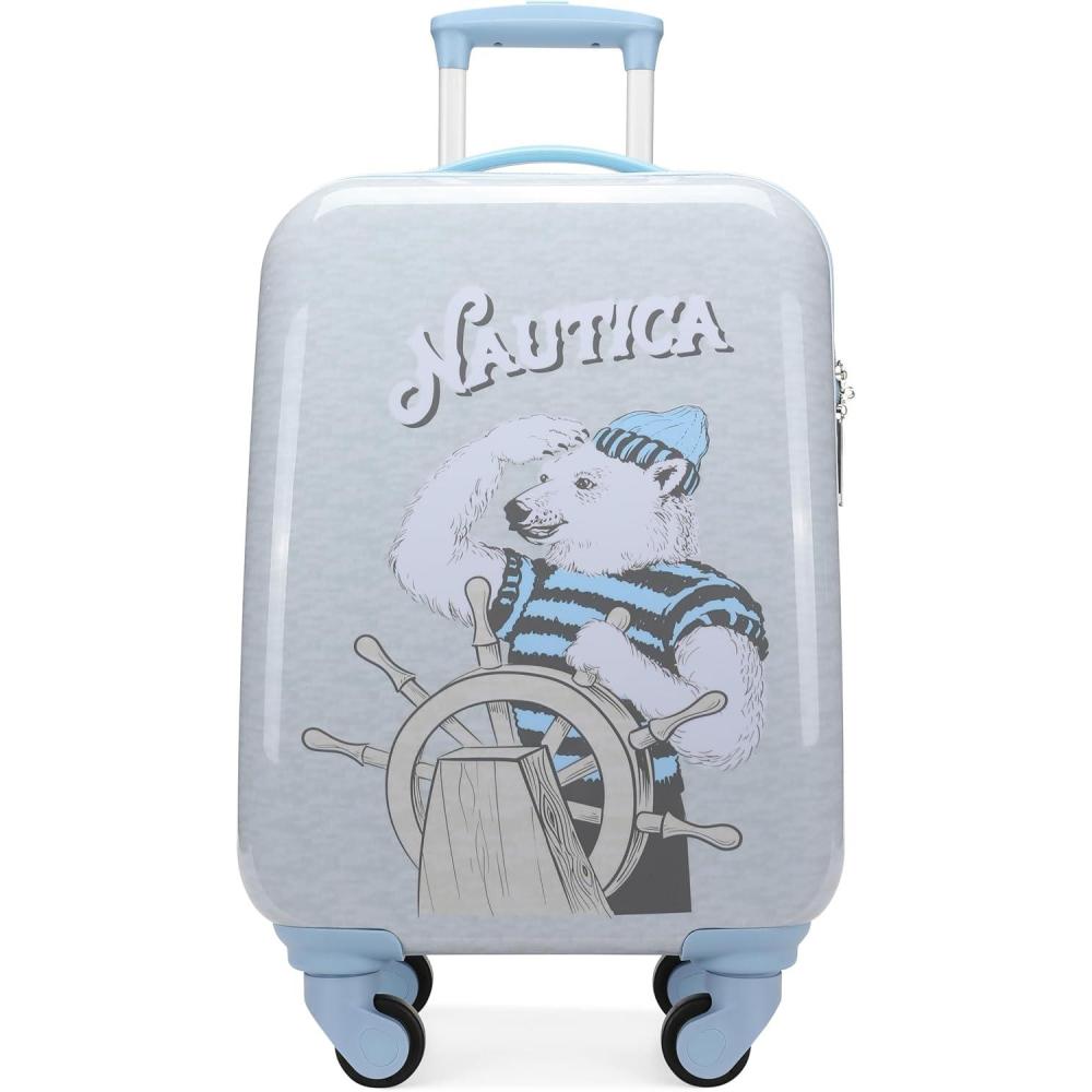 imageNautica Kids Luggage  18quot Airline Approved Rolling Hardside Upright Carryon Suitcase Set with Wheels Pastel Shell  5pc Travel SetPolar Voyage
