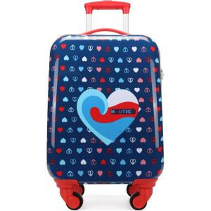 imageNautica Kids Luggage  18quot Airline Approved Rolling Hardside Upright Carryon Suitcase Set with Wheels Pastel Shell  5pc Travel SetNautica Peace