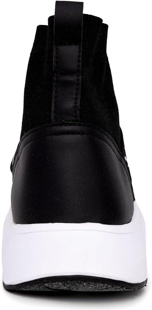 imageNautica Mens SlipOn Sneaker High Top Socks Shoes with Ankle Support  Comfortable ampamp Breathable LaceUp Gym Walking Running ShoesPatrikoblack White