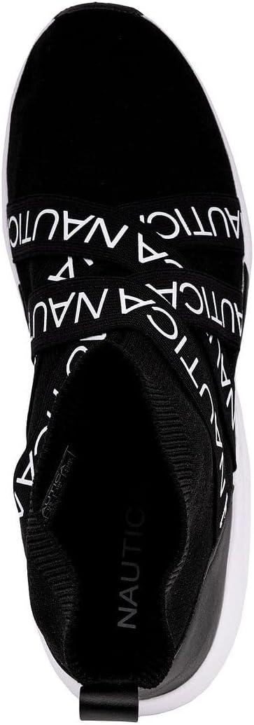 imageNautica Mens SlipOn Sneaker High Top Socks Shoes with Ankle Support  Comfortable ampamp Breathable LaceUp Gym Walking Running ShoesPatrikoblack White