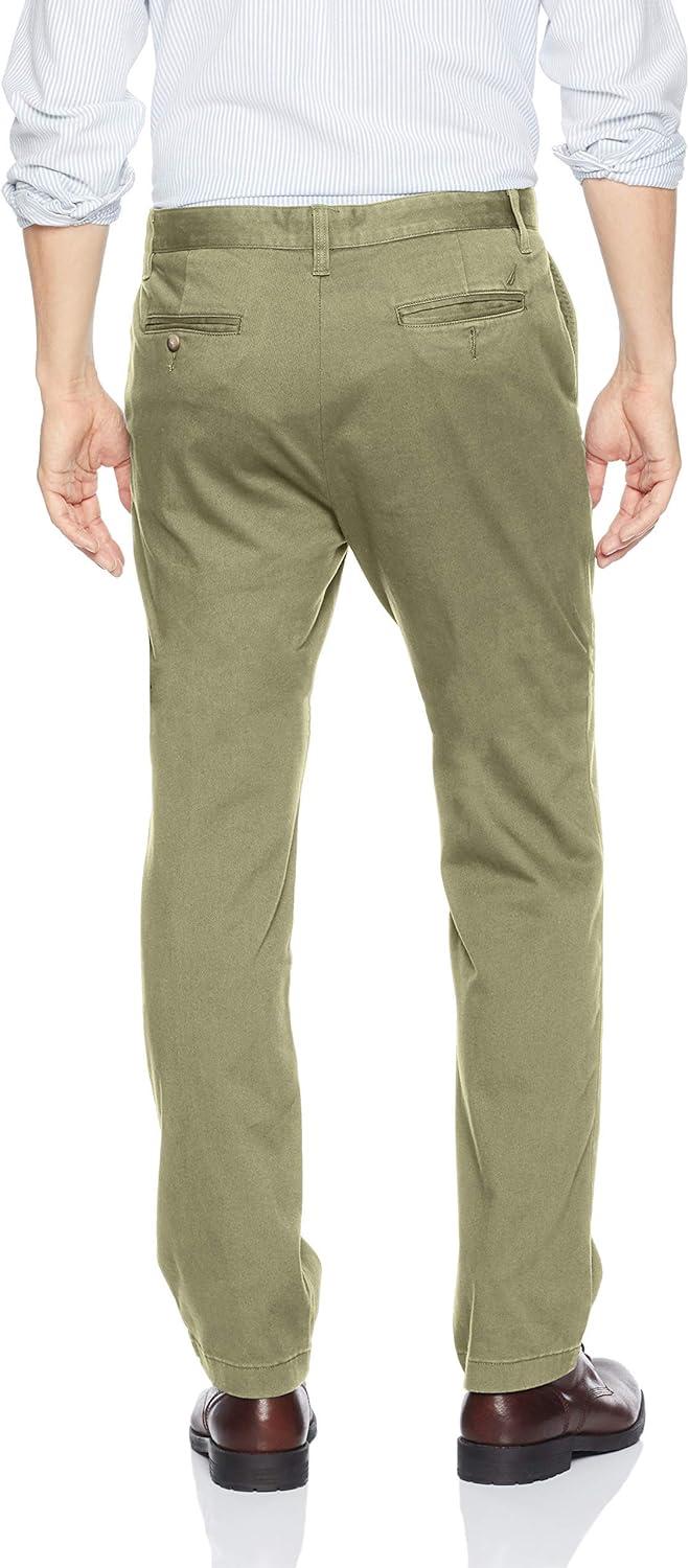 imageNautica Mens Classic Fit Flat Front Stretch Chino Deck PantHillside Olive