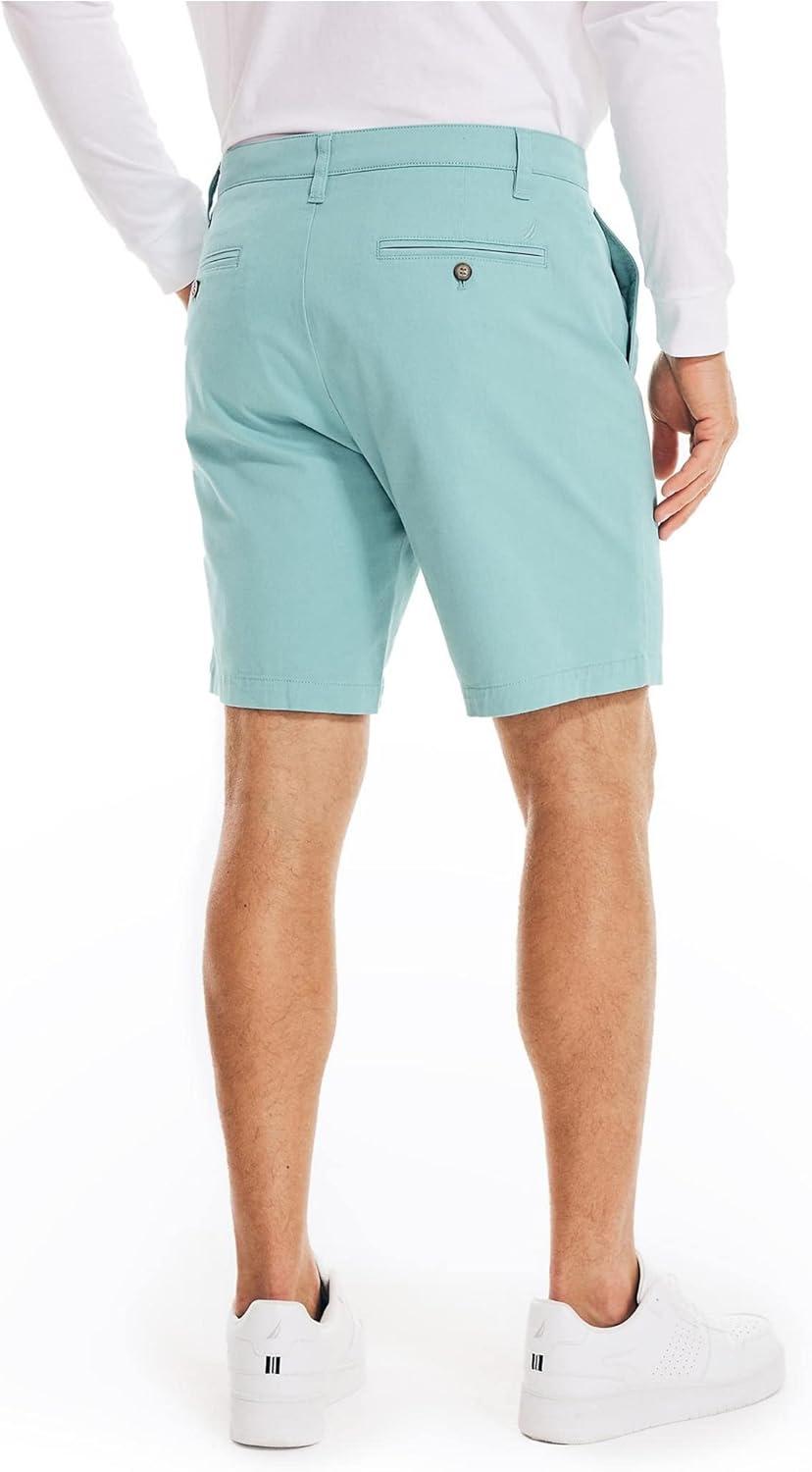 imageNautica Mens Classic Fit Flat Front Stretch Solid Chino 85quot Deck ShortsAtlantis Green