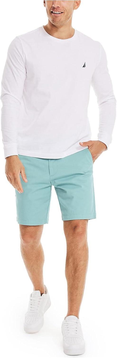 imageNautica Mens Classic Fit Flat Front Stretch Solid Chino 85quot Deck ShortsAtlantis Green
