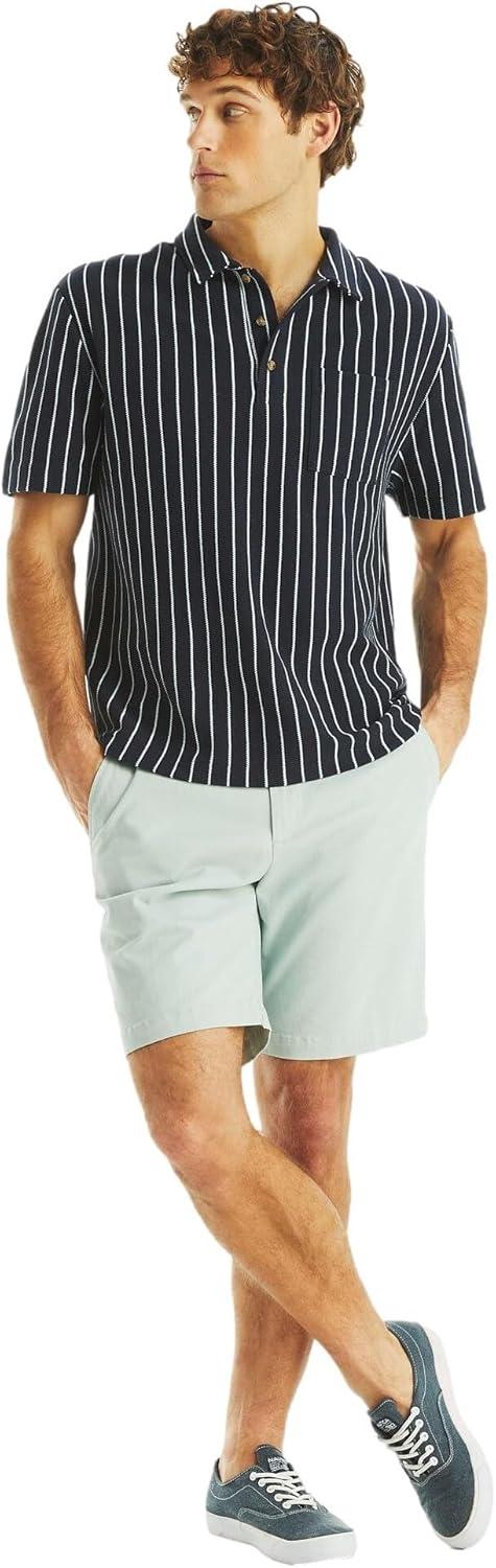 imageNautica Mens Classic Fit Flat Front Stretch Solid Chino 85quot Deck ShortsBay Blue
