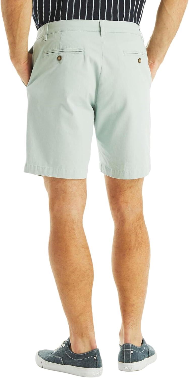 imageNautica Mens Classic Fit Flat Front Stretch Solid Chino 85quot Deck ShortsBay Blue