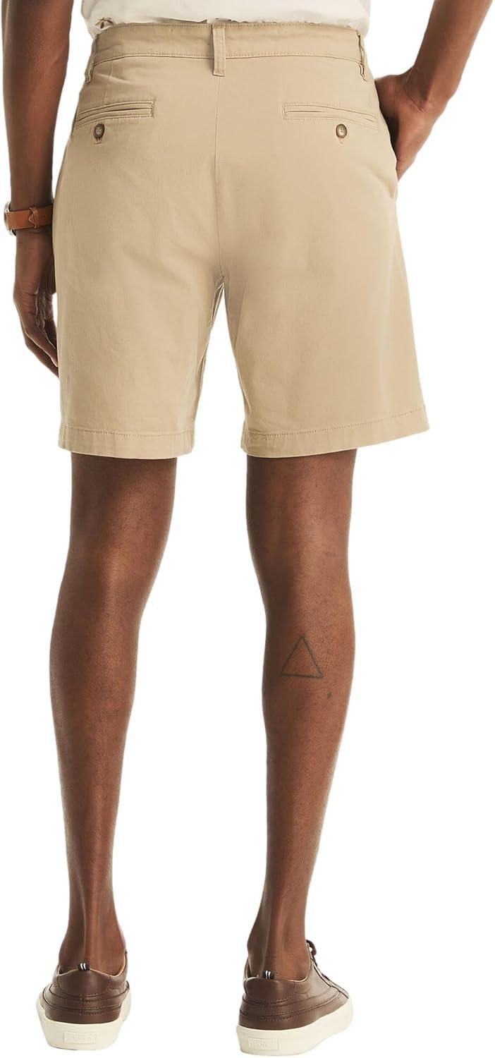 imageNautica Mens Classic Fit Flat Front Stretch Solid Chino 85quot Deck ShortsBeige Khaki