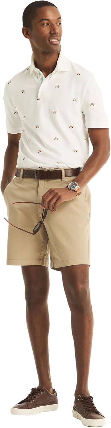 imageNautica Mens Classic Fit Flat Front Stretch Solid Chino 85quot Deck ShortsBeige Khaki