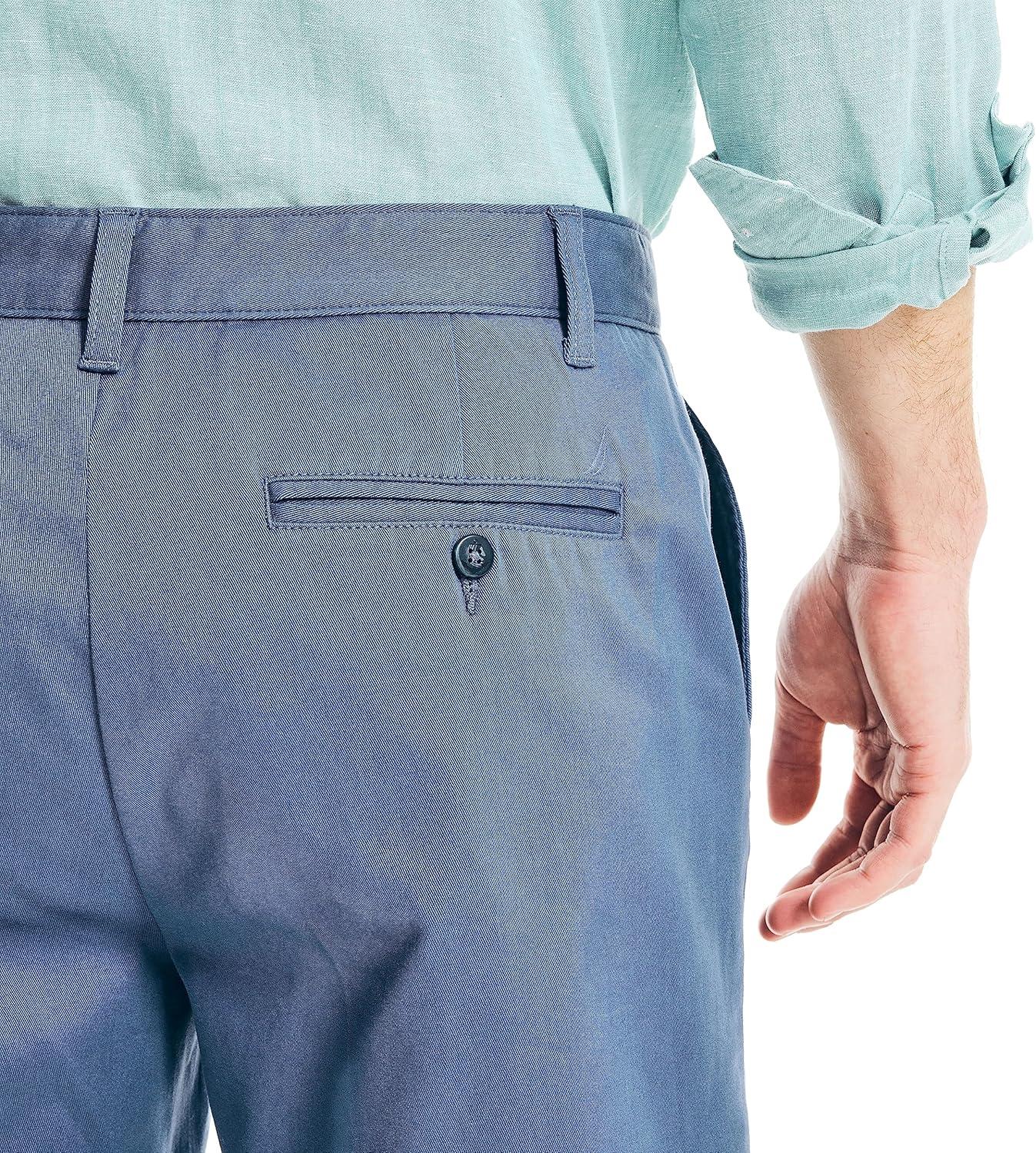imageNautica Mens Classic Fit Flat Front Stretch Solid Chino 85quot Deck ShortsBlue Indigo