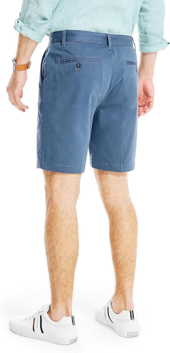 imageNautica Mens Classic Fit Flat Front Stretch Solid Chino 85quot Deck ShortsBlue Indigo