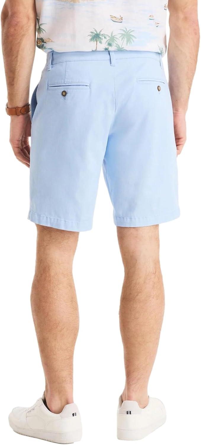 imageNautica Mens Classic Fit Flat Front Stretch Solid Chino 85quot Deck ShortsCerulean Blue