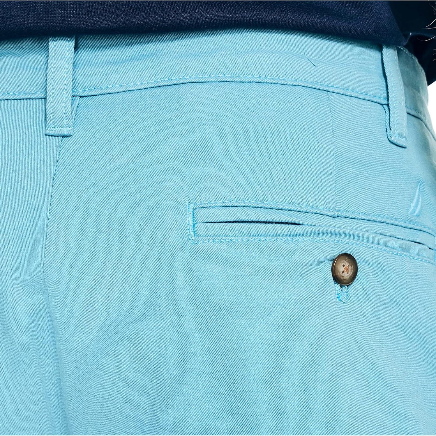 imageNautica Mens Classic Fit Flat Front Stretch Solid Chino 85quot Deck ShortsDelphin Blue
