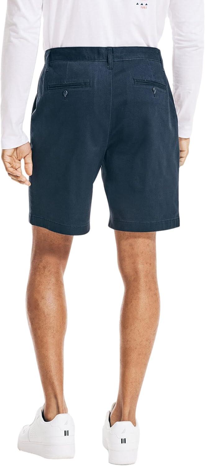 imageNautica Mens Classic Fit Flat Front Stretch Solid Chino 85quot Deck ShortsFrench Navy