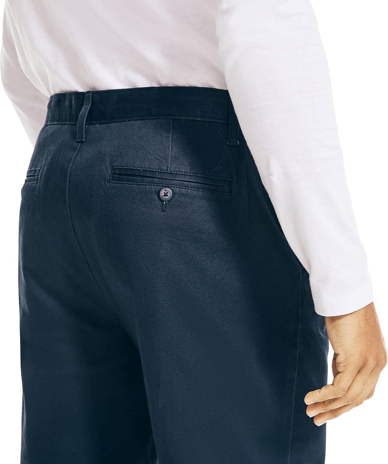 imageNautica Mens Classic Fit Flat Front Stretch Solid Chino 85quot Deck ShortsFrench Navy