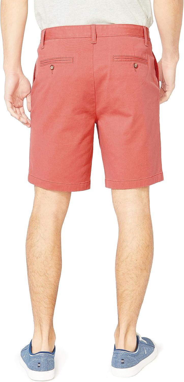 imageNautica Mens Classic Fit Flat Front Stretch Solid Chino 85quot Deck ShortsMineral Red