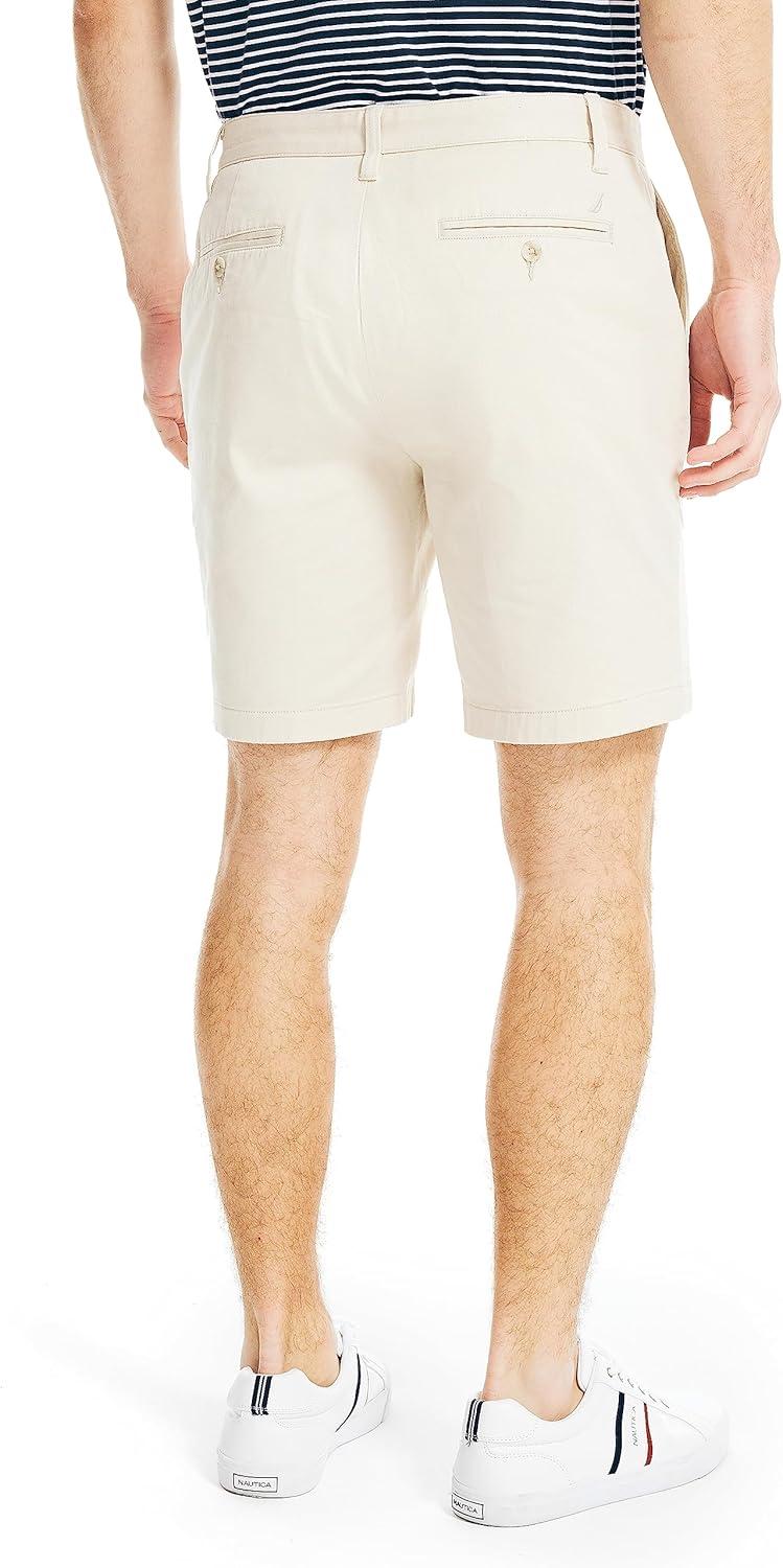 imageNautica Mens Classic Fit Flat Front Stretch Solid Chino 85quot Deck ShortsNautica Stone