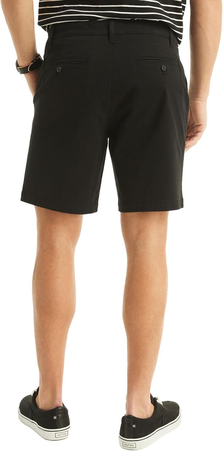 imageNautica Mens Classic Fit Flat Front Stretch Solid Chino 85quot Deck ShortsNight Black