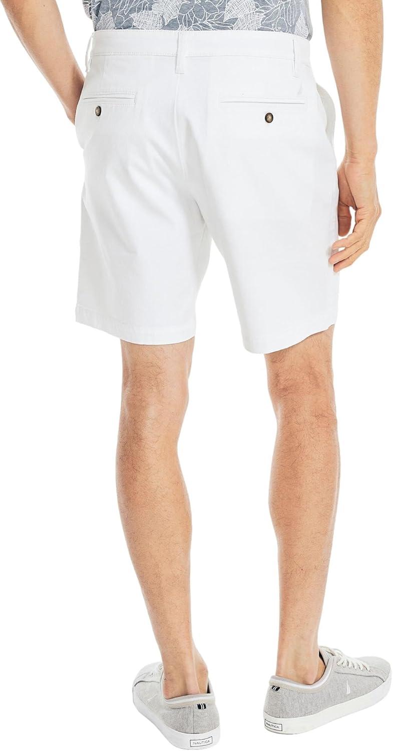 imageNautica Mens Classic Fit Flat Front Stretch Solid Chino 85quot Deck ShortsOptic White