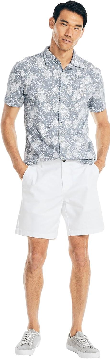 imageNautica Mens Classic Fit Flat Front Stretch Solid Chino 85quot Deck ShortsOptic White