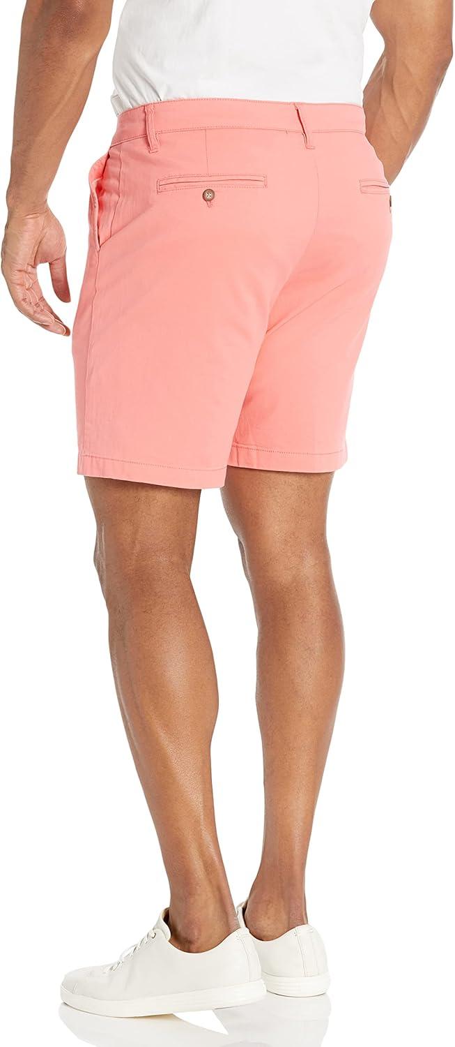 imageNautica Mens Classic Fit Flat Front Stretch Solid Chino 85quot Deck ShortsSugar Coral