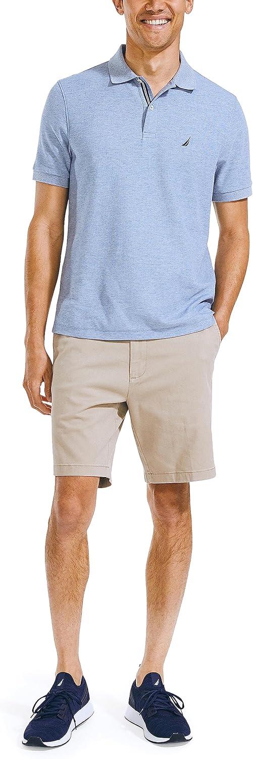 imageNautica Mens Classic Fit Flat Front Stretch Solid Chino 85quot Deck ShortsTrue Khaki