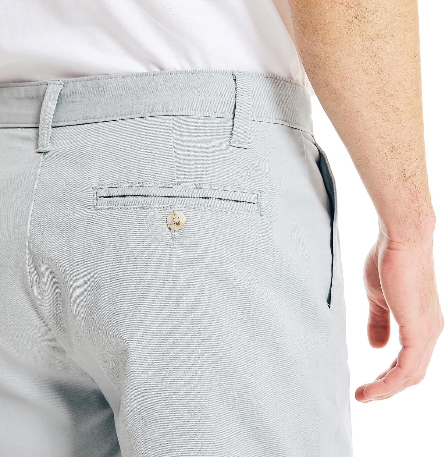 imageNautica Mens Classic Fit Flat Front Stretch Solid Chino 85quot Deck ShortsTrue Quarry