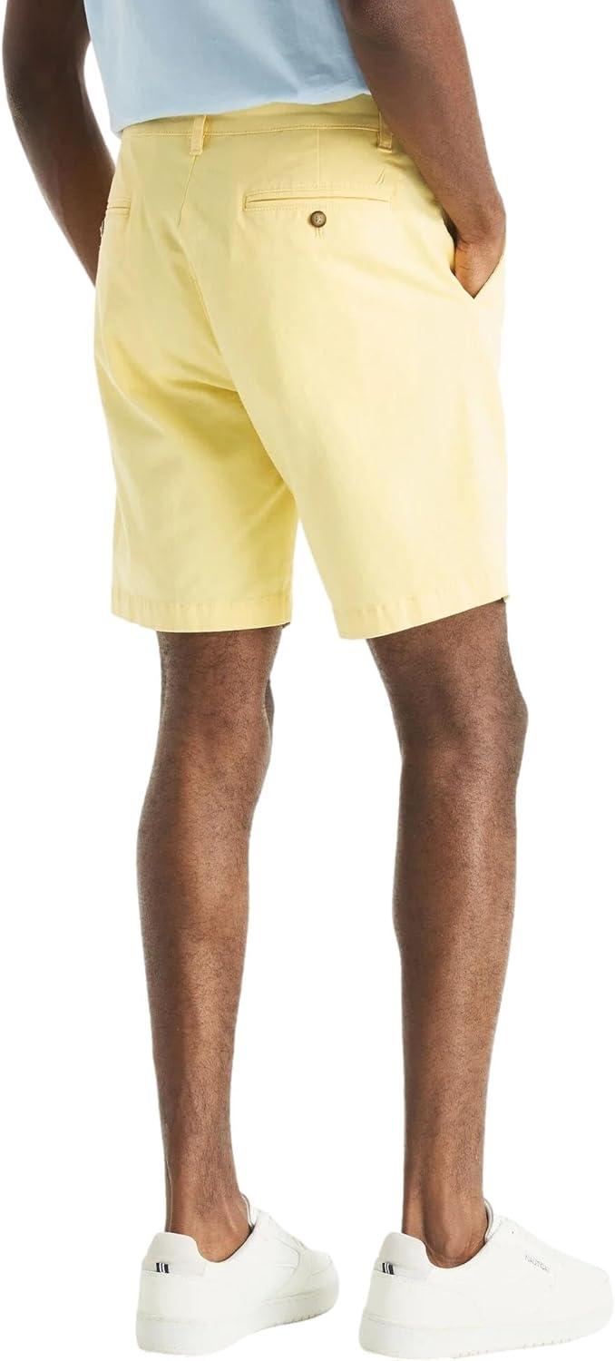 imageNautica Mens Classic Fit Flat Front Stretch Solid Chino 85quot Deck ShortsYellow Snapdragon