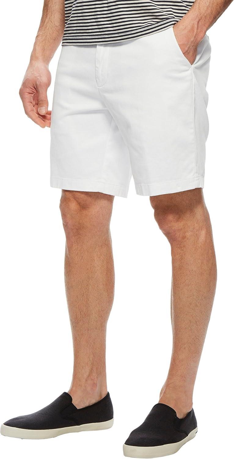 imageNautica Mens Classic Fit Flat Front Stretch Solid Chino Deck ShortBright White