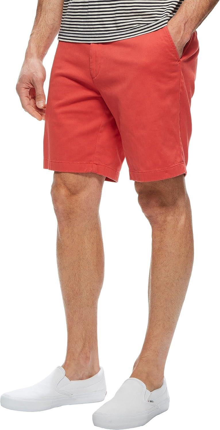 imageNautica Mens Classic Fit Flat Front Stretch Solid Chino Deck ShortSailor Red