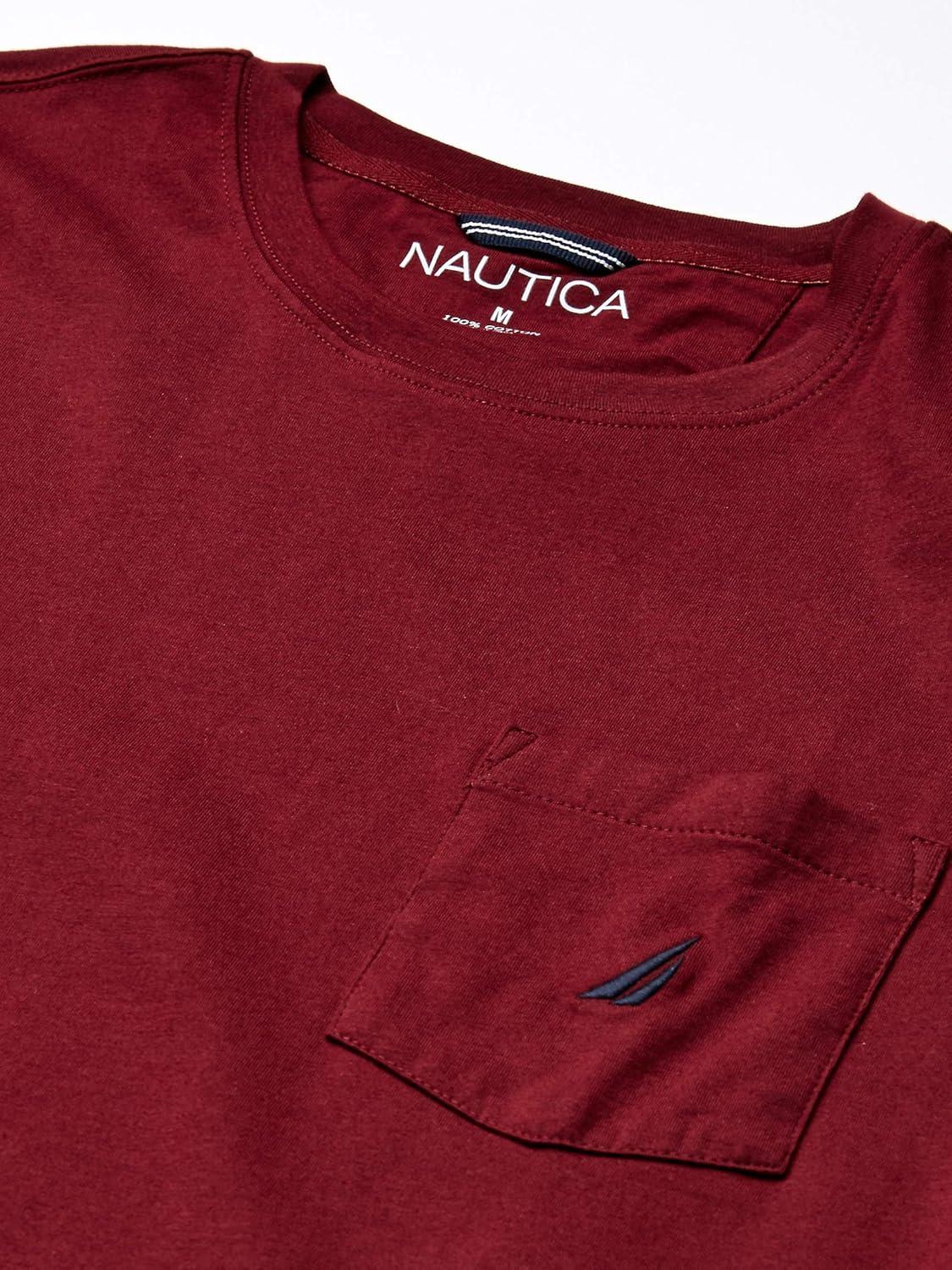 imageNautica Mens Classic Fit Pocket TShirtBurgundy Red