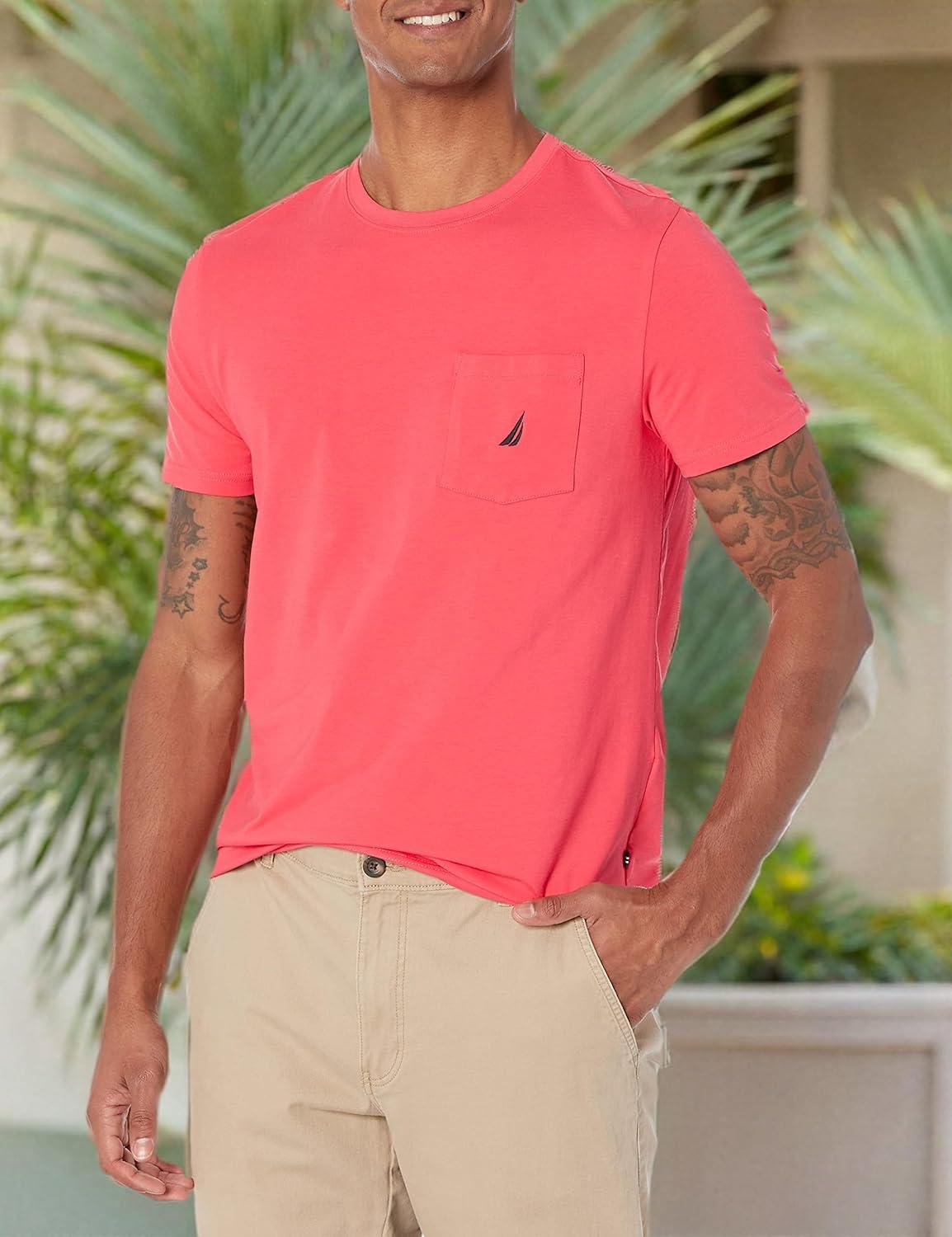 imageNautica Mens Classic Fit Pocket TShirtMelon Berry