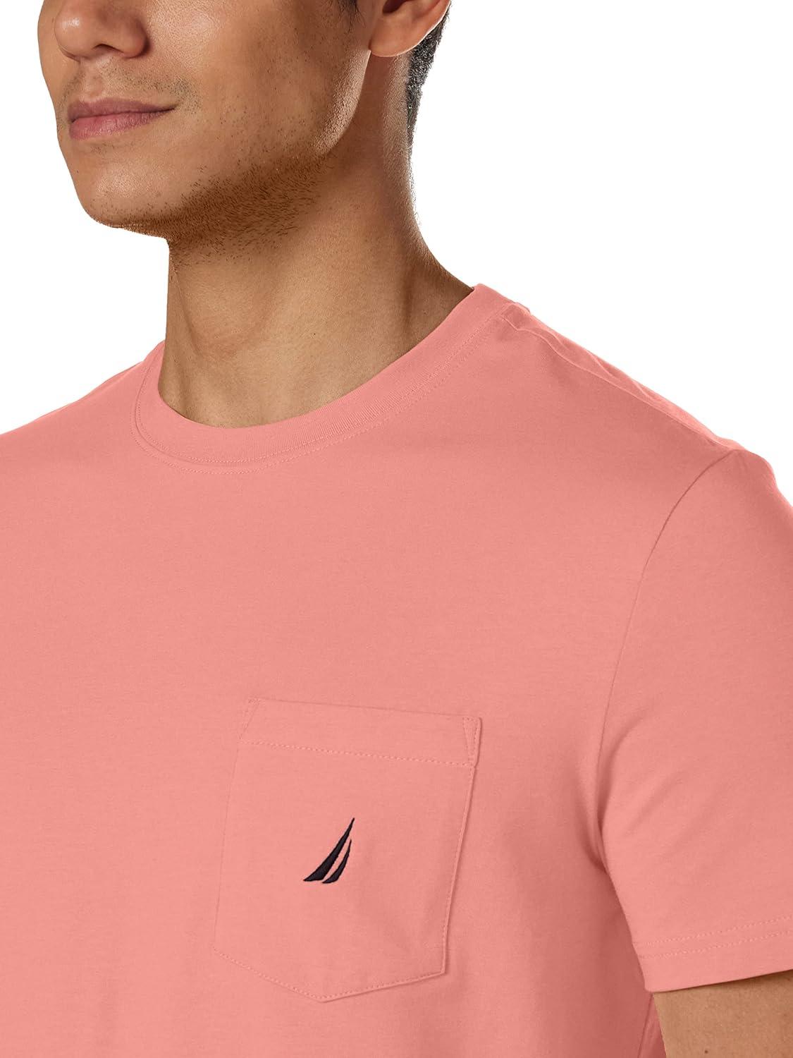 imageNautica Mens Classic Fit Pocket TShirtPale Coral Red