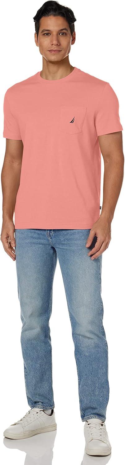 imageNautica Mens Classic Fit Pocket TShirtPale Coral Red