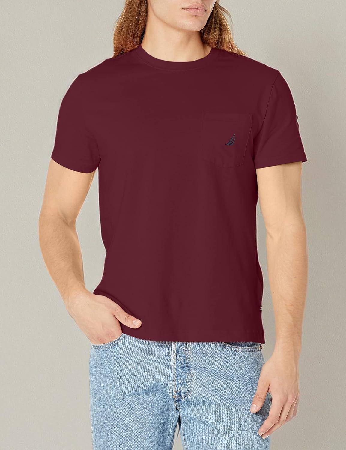 imageNautica Mens Classic Fit Pocket TShirtShipwreck Burgundy