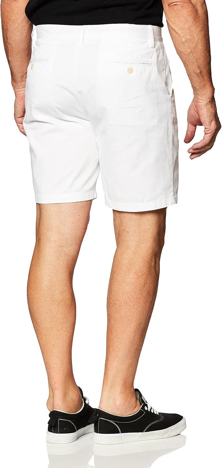 imageNautica Mens Cotton Twill Flat Front Chino ShortBright White