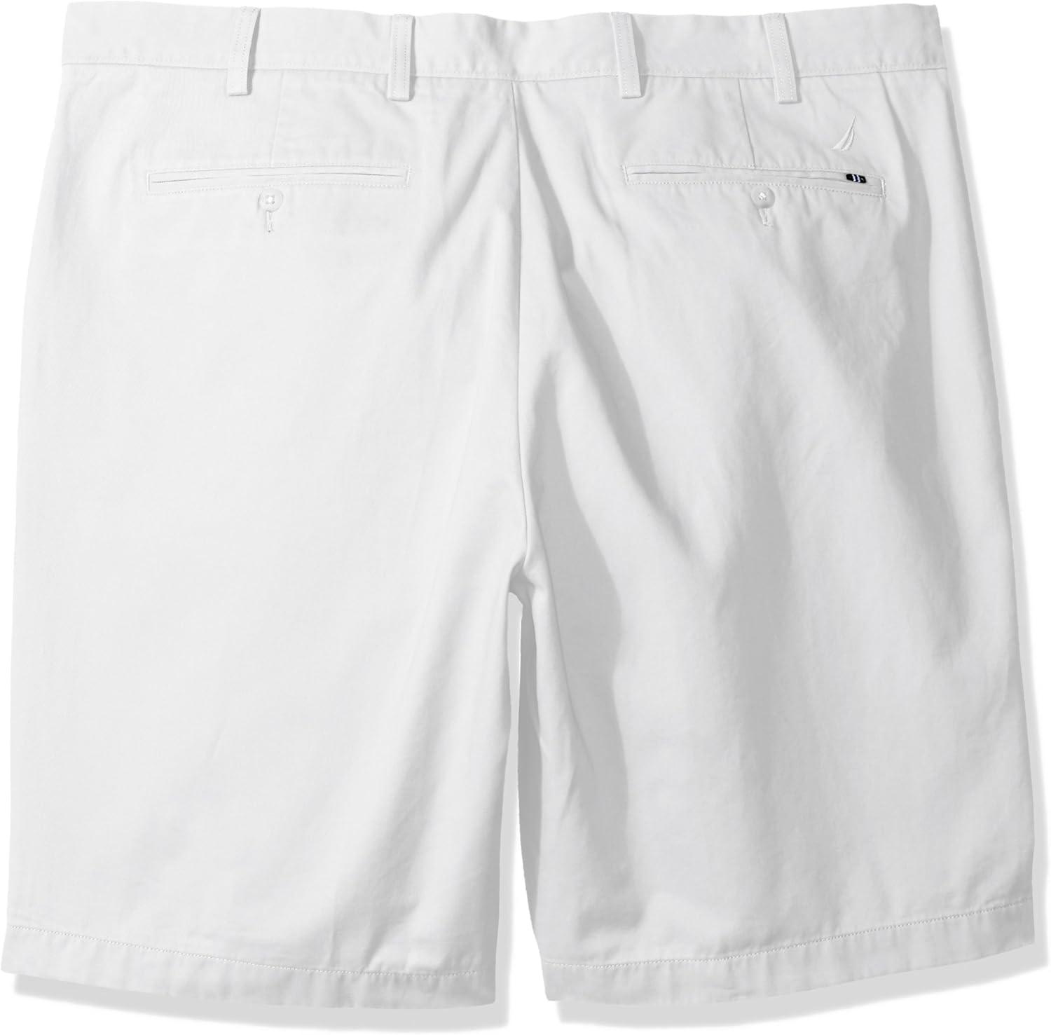imageNautica Mens Cotton Twill Flat Front Chino ShortBright White