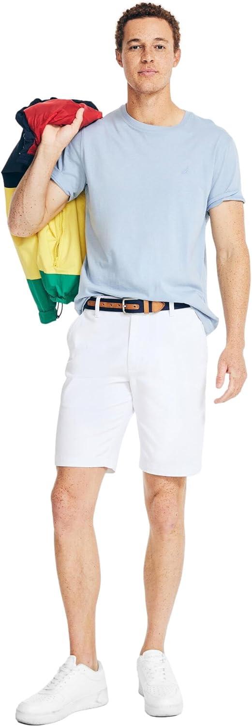 imageNautica Mens Cotton Twill Flat Front Chino ShortOptic White