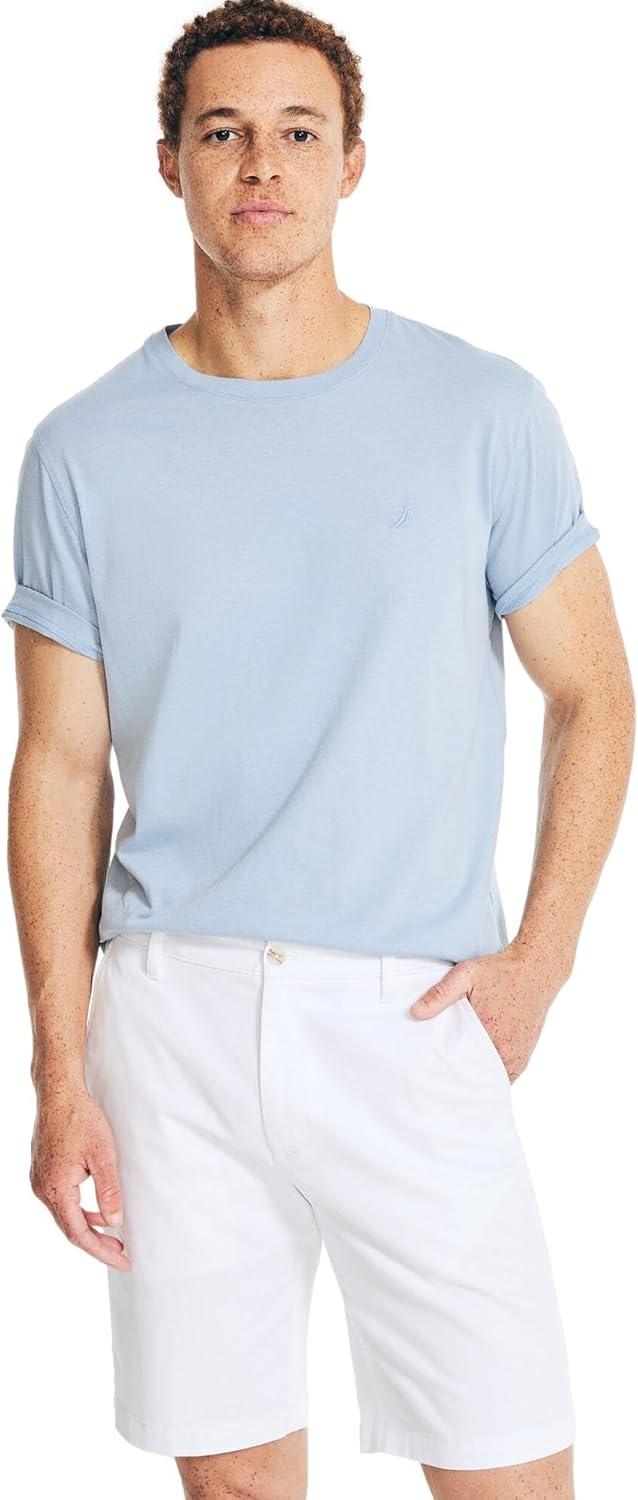 imageNautica Mens Cotton Twill Flat Front Chino ShortOptic White