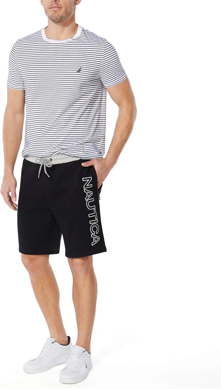 imageNautica Mens Fleece Logo ShortsTrue Black